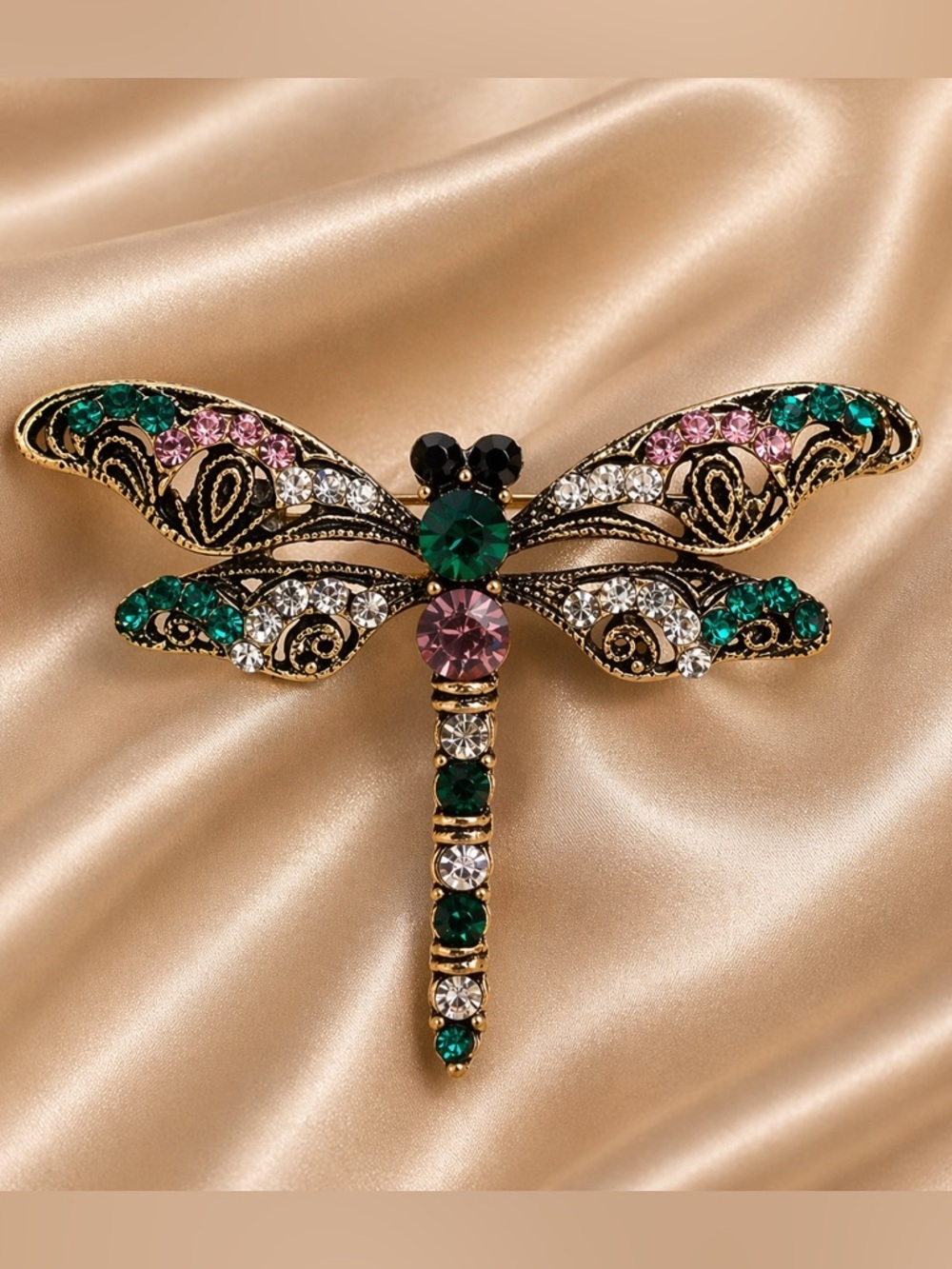 Couture Dragonfly Green Crystal Brooch - Picture 6 of 8